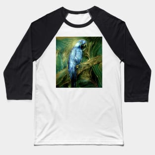 GREEN BLUE EXOTIC PARROT BOTANICAL PALM JUNGLE TROPICAL POSTER PRINT Baseball T-Shirt